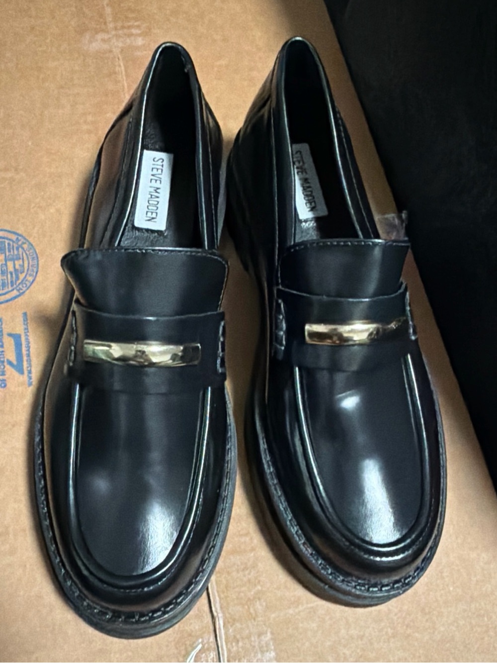 Steve Madden RODRIGO  Black Leather 2 inch Platform Loafer - Women's Size 9.5